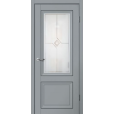 Дверь межкомнатная Сибирь Профиль Моне M01 Серый эмалит, стекло матовое художественное